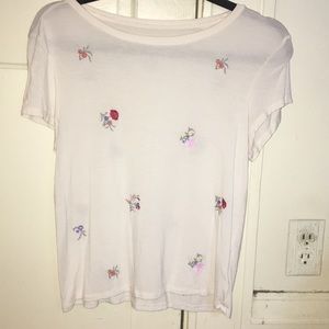 AEO Embroidered floral tee